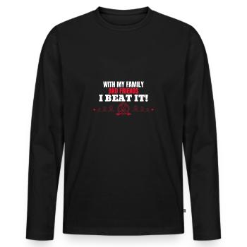 Fighting cancer Tshirt Family support - Men's Premium Organic Long Sleeve Shirt - black - Front - Nico (187cm)