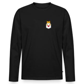 Shiba Inu dans fausse poche poitrine cadeau de chien mignon - T-shirt manches longues Premium bio Homme - noir - Devant - Nico (187cm)