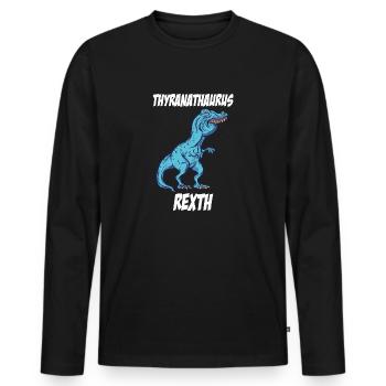 Überbiss lustiger meme TRex Tshirt Geschenk - Männer Premium Bio Langarmshirt - Schwarz - Vorne - Nico (187cm)