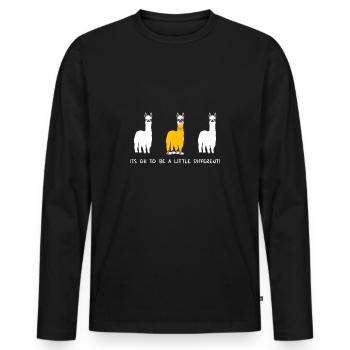 Witziges Lama Tshirt für Extrovertierte Geschenk - Männer Premium Bio Langarmshirt - Schwarz - Vorne - Nico (187cm)