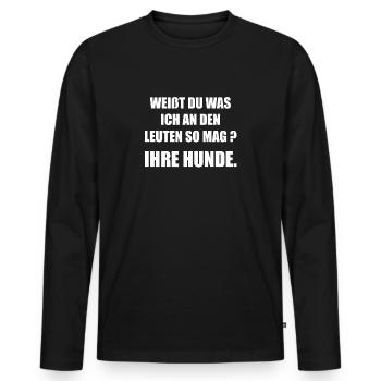 Misanthropen T-shirt für zynische Hundeliebhaber - Männer Premium Bio Langarmshirt - Schwarz - Vorne - Nico (187cm)