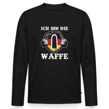 Unteroffizier Geschenk Ich bin die Waffe BW TShirt - Männer Premium Bio Langarmshirt - Schwarz - Vorne - Nico (187cm)