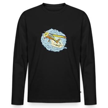Hobby pilot motive for pilots & air traffic - Men's Premium Organic Long Sleeve Shirt - black - Front - Nico (187cm)