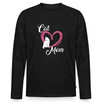 Propriétaire de chat Cadeau Chats Maman Propriétaire de chat - T-shirt manches longues Premium bio Homme - noir - Devant - Nico (187cm)