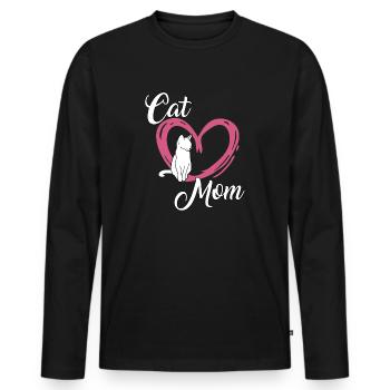 Chats mignons Maman Chats Fan Cadeau Chats - T-shirt manches longues Premium bio Homme - noir - Devant - Nico (187cm)