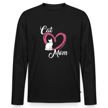 Cat owner cat mom cute cat gift cats - Men's Premium Organic Long Sleeve Shirt - black - Front - Nico (187cm)