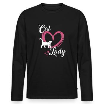 Chats Lady Cats Mama Cats Cadeau Miaou - T-shirt manches longues Premium bio Homme - noir - Devant - Nico (187cm)