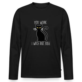 Propriétaire de chat Cadeau Mignon Lazy Cat Outfit - T-shirt manches longues Premium bio Homme - noir - Devant - Nico (187cm)