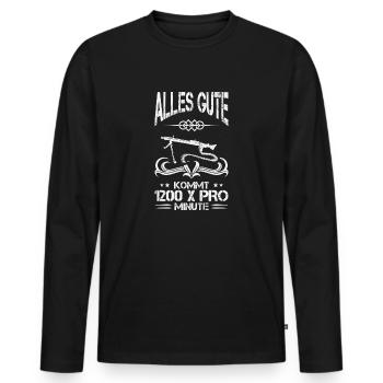 Soldaten Shirt MG3 Motiv mit Soldatenspruch BW - Männer Premium Bio Langarmshirt - Schwarz - Vorne - Nico (187cm)