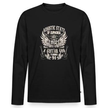 guitarists birthday saying vintage 1932 91 - Men's Premium Organic Long Sleeve Shirt - black - Front - Nico (187cm)