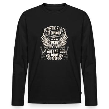 Fan de guitare Musicien Guitaristes Anniversaire 1935 - T-shirt manches longues Premium bio Homme - noir - Devant - Nico (187cm)