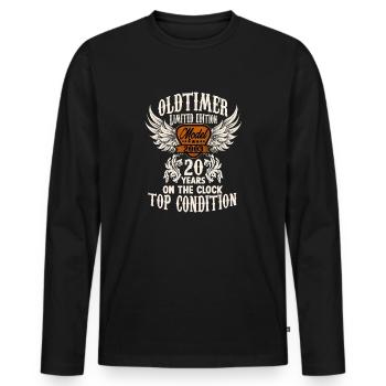 20 ans fan de voiture classique rocker biker anniversaire - T-shirt manches longues Premium bio Homme - noir - Devant - Nico (187cm)