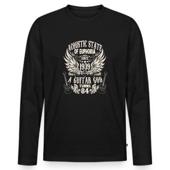 guitarists birthday saying vintage 1939 84 - Men's Premium Organic Long Sleeve Shirt - black - Front - Nico (187cm)