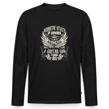 Anniversaire des guitaristes 1942 millésime 81 ans - T-shirt manches longues Premium bio Homme - noir - Devant - Nico (187cm)