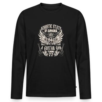 guitarists birthday 1946 vintage 77 years - Men's Premium Organic Long Sleeve Shirt - black - Front - Nico (187cm)