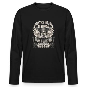 guitarristas cumpleaños diciendo vintage 1939 84 - Men's Premium Organic Long Sleeve Shirt - black - Front - Nico (187cm)