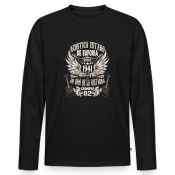Hobby músico guitarrista cumpleaños 1941 - Männer Premium Bio Langarmshirt - Schwarz - Vorne - Nico (187cm)
