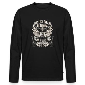 guitarristas cumpleaños 1938 vintage 85 años - Männer Premium Bio Langarmshirt - Schwarz - Vorne - Nico (187cm)