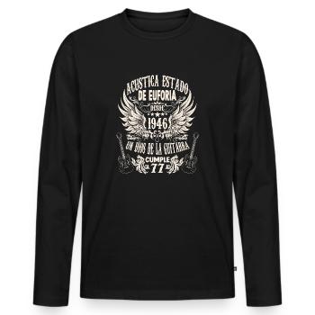 guitarristas cumpleaños 1946 vintage 77 años - Men's Premium Organic Long Sleeve Shirt - black - Front - Nico (187cm)