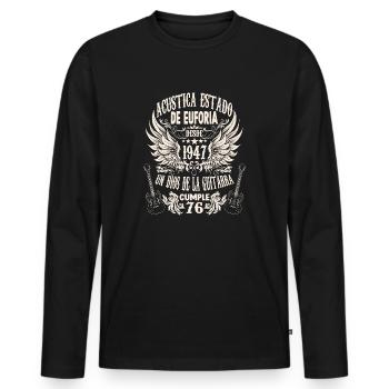 frase de cumpleaños para guitarristas vintage - Men's Premium Organic Long Sleeve Shirt - black - Front - Nico (187cm)