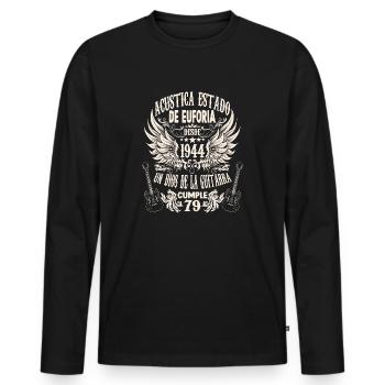 guitarristas rockero cumpleaños banda vintage 1944 - Männer Premium Bio Langarmshirt - Schwarz - Vorne - Nico (187cm)