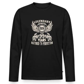 Drôle de chemise d’anniversaire pour un dicton de 99 ans - T-shirt manches longues Premium bio Homme - noir - Devant - Nico (187cm)