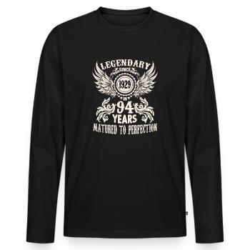 Birthday shirt for 94 year old legend honorary day - Men's Premium Organic Long Sleeve Shirt - black - Front - Nico (187cm)