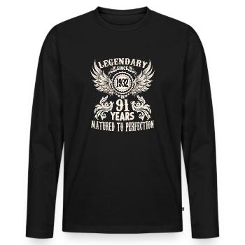 Funny birthday shirt for 91 year old saying - Men's Premium Organic Long Sleeve Shirt - black - Front - Nico (187cm)