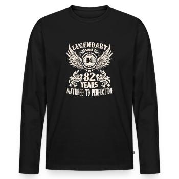 Drôle de chemise d’anniversaire pour 83 ans - T-shirt manches longues Premium bio Homme - noir - Devant - Nico (187cm)