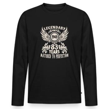Drôle de chemise d’anniversaire pour 83 ans - T-shirt manches longues Premium bio Homme - noir - Devant - Nico (187cm)