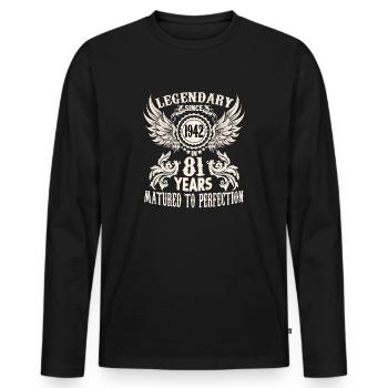 81 ans anniversaire Paroles honorifiques du berceau - T-shirt manches longues Premium bio Homme - noir - Devant - Nico (187cm)
