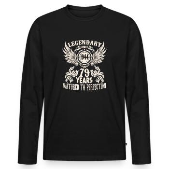 Legendary since 1944 birthday 79 year old legend - Männer Premium Bio Langarmshirt - Schwarz - Vorne - Nico (187cm)