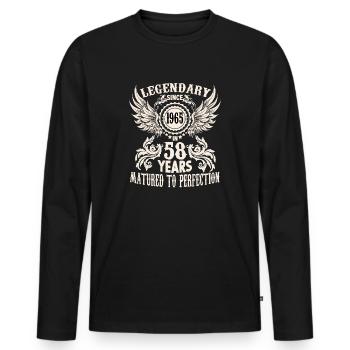 58 years legend birthday outfit sayings - Men's Premium Organic Long Sleeve Shirt - black - Front - Nico (187cm)
