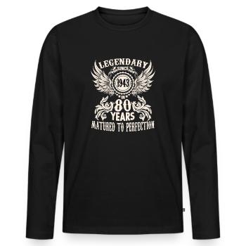 A legend becomes 80 birthday shirt for honorary - Men's Premium Organic Long Sleeve Shirt - black - Front - Nico (187cm)
