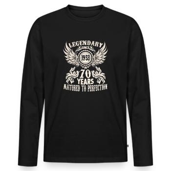 Birthday shirt for 70 year old legend honorary day - Men's Premium Organic Long Sleeve Shirt - black - Front - Nico (187cm)