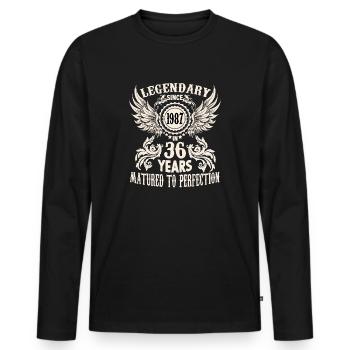 Legend 36 years birthday shirt sayings men - Männer Premium Bio Langarmshirt - Schwarz - Vorne - Nico (187cm)