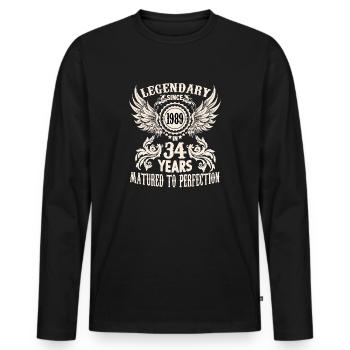 34 years legend birthday outfit sayings - Men's Premium Organic Long Sleeve Shirt - black - Front - Nico (187cm)