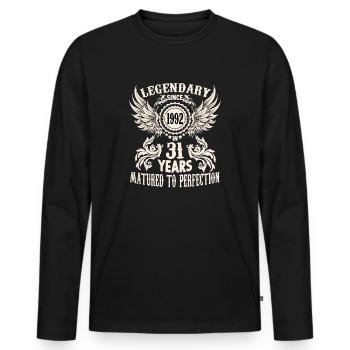 Légendaire depuis 1992 anniversaire 31 ans légende - T-shirt manches longues Premium bio Homme - noir - Devant - Nico (187cm)