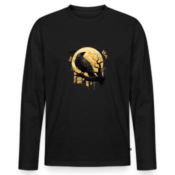Les Vikings de Viking Saga Munin et Kunin Raven Odin - T-shirt manches longues Premium bio Homme - noir - Devant - Nico (187cm)