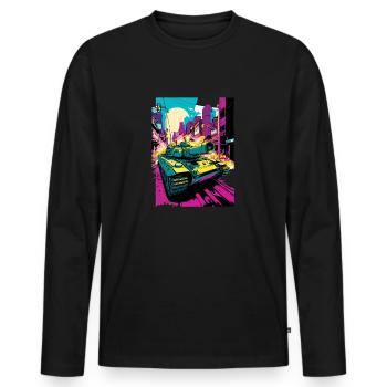 Panzer Pop Art Comic Style Leopard Panzer - Men's Premium Organic Long Sleeve Shirt - black - Front - Nico (187cm)