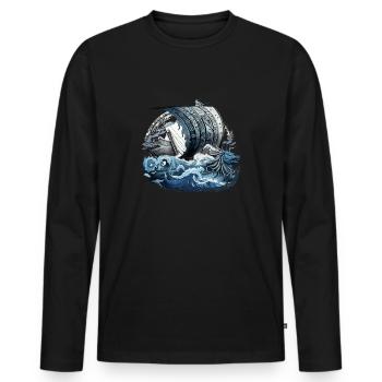 Navire viking guerrier nordique Odin Viking - T-shirt manches longues Premium bio Homme - noir - Devant - Nico (187cm)