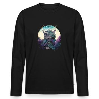 Wikingerhelm Runen Wikingerkrieger Nordische - Männer Premium Bio Langarmshirt - Schwarz - Vorne - Nico (187cm)