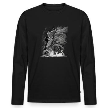 Odin, Père des Dieux, Mythologie nordique, Wotan - T-shirt manches longues Premium bio Homme - noir - Devant - Nico (187cm)