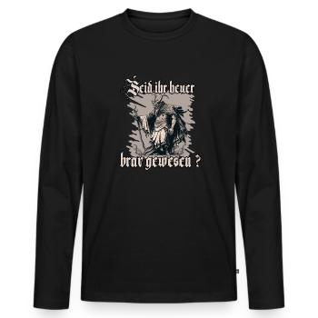 Traditionelles Krampus T-Shirt für Weihnachten - Männer Premium Bio Langarmshirt - Schwarz - Vorne - Nico (187cm)