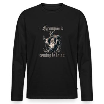 Scary Krampus T-Shirt Evil Santa Claus - Men's Premium Organic Long Sleeve Shirt - black - Front - Nico (187cm)