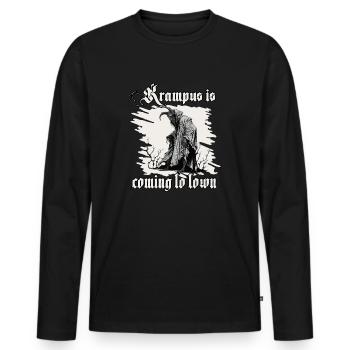Krampus T-Shirt für die gruseligste Zeit des - Männer Premium Bio Langarmshirt - Schwarz - Vorne - Nico (187cm)