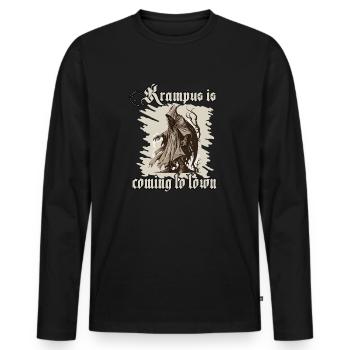 Crampus Shirt The evil awakens - Men's Premium Organic Long Sleeve Shirt - black - Front - Nico (187cm)