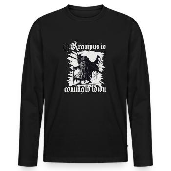 Horror Krampus T-Shirt dunkle Seite der Weihnacht - Männer Premium Bio Langarmshirt - Schwarz - Vorne - Nico (187cm)