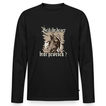 Krampus Shirt Symbol des Weihnachtsgrauens - Männer Premium Bio Langarmshirt - Schwarz - Vorne - Nico (187cm)