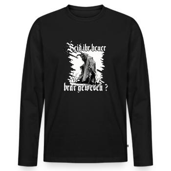 Krampus T-Shirt für eine schaurige Weihnachtszeit - Männer Premium Bio Langarmshirt - Schwarz - Vorne - Nico (187cm)